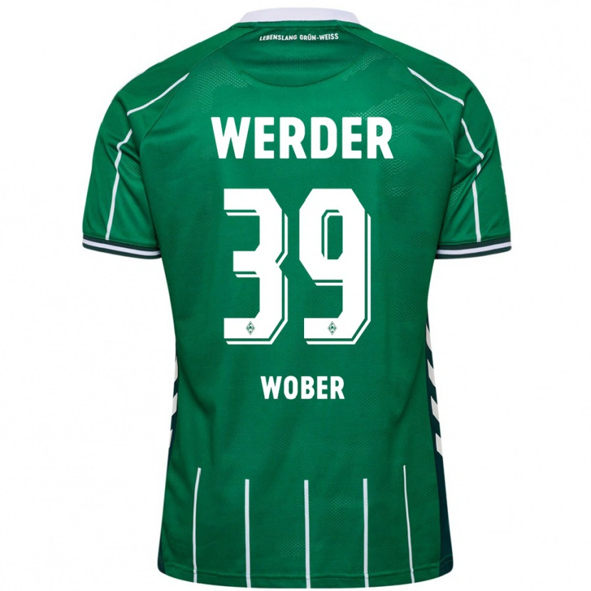 Danxen Niño Camiseta Maximilian Wöber #39 Verde Blanco 1ª Equipación 2025/26 La Camisa