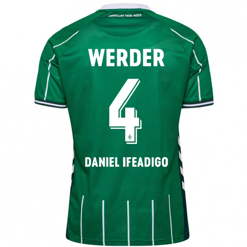 Danxen Niño Camiseta Kamsiyonna Daniel Ifeadigo #4 Verde Blanco 1ª Equipación 2025/26 La Camisa