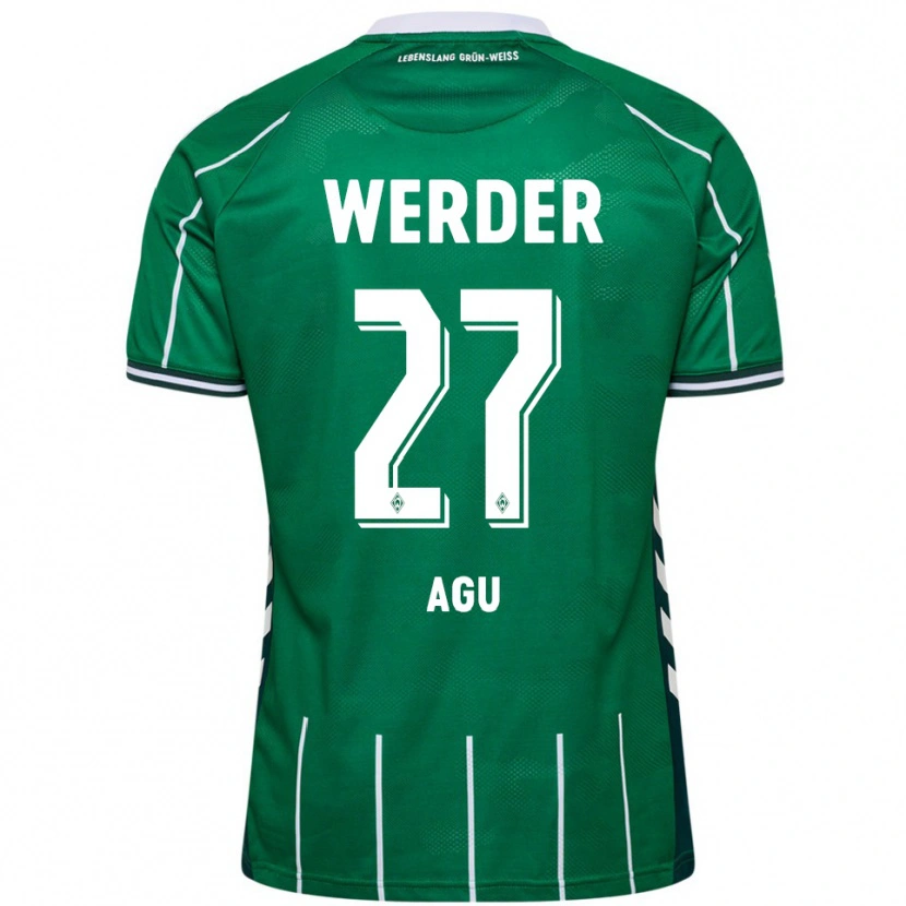 Danxen Niño Camiseta Felix Agu #27 Verde Blanco 1ª Equipación 2025/26 La Camisa