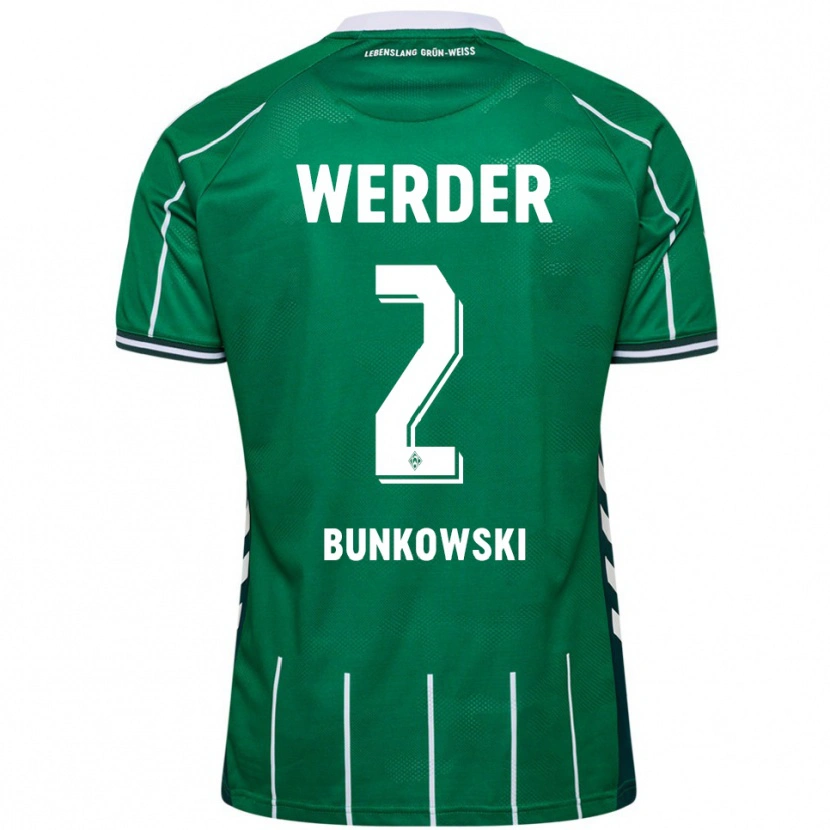 Danxen Niño Camiseta Paul Bunkowski #2 Verde Blanco 1ª Equipación 2025/26 La Camisa