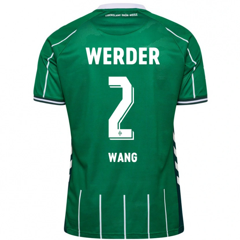 Danxen Niño Camiseta Bowen Wang #2 Verde Blanco 1ª Equipación 2025/26 La Camisa