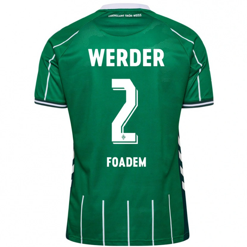 Danxen Niño Camiseta Yann Styve Tchouambou Foadem #2 Verde Blanco 1ª Equipación 2025/26 La Camisa