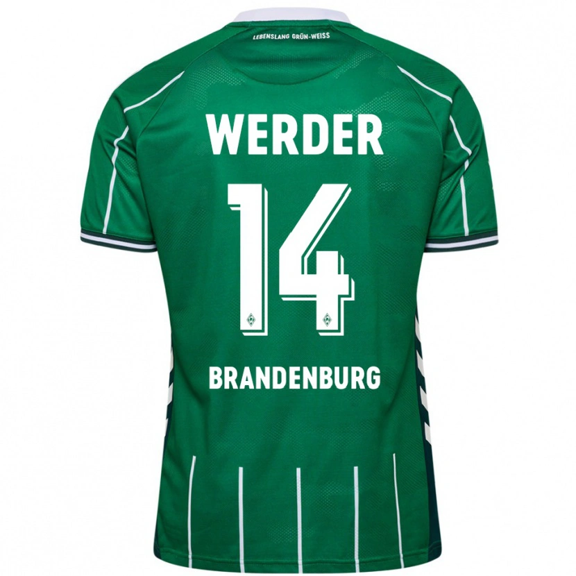 Danxen Niño Camiseta Michaela Brandenburg #14 Verde Blanco 1ª Equipación 2025/26 La Camisa