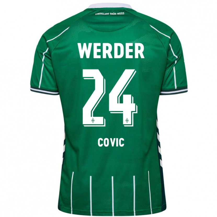 Danxen Niño Camiseta Patrice Covic #24 Verde Blanco 1ª Equipación 2025/26 La Camisa