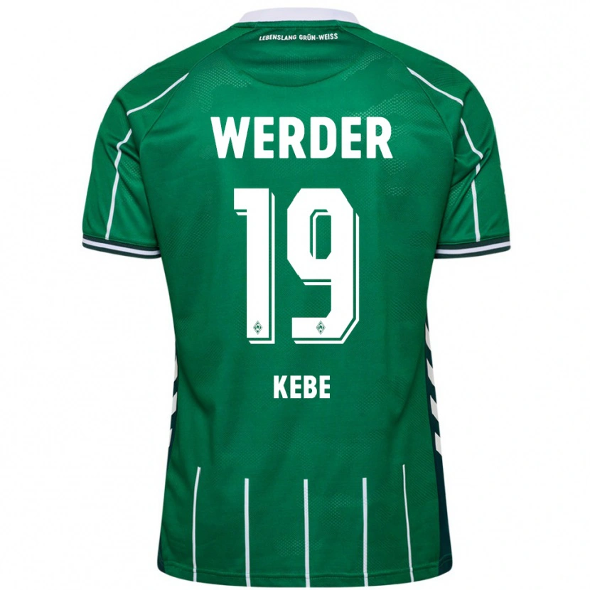 Danxen Niño Camiseta David Kébé #19 Verde Blanco 1ª Equipación 2025/26 La Camisa