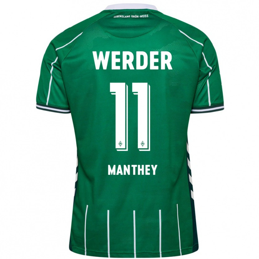 Danxen Niño Camiseta Kevin Manthey #11 Verde Blanco 1ª Equipación 2025/26 La Camisa