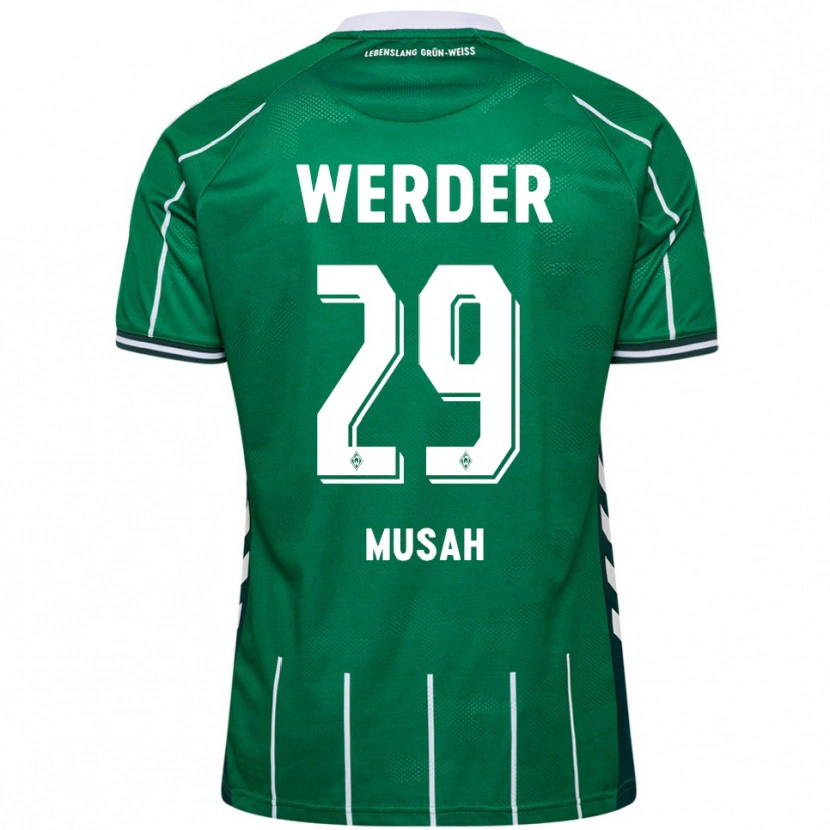 Danxen Niño Camiseta Salim Musah #29 Verde Blanco 1ª Equipación 2025/26 La Camisa