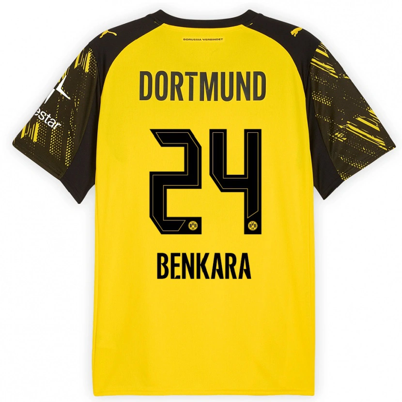 Danxen Niño Camiseta Elias Benkara #24 Amarillo Negro 1ª Equipación 2025/26 La Camisa