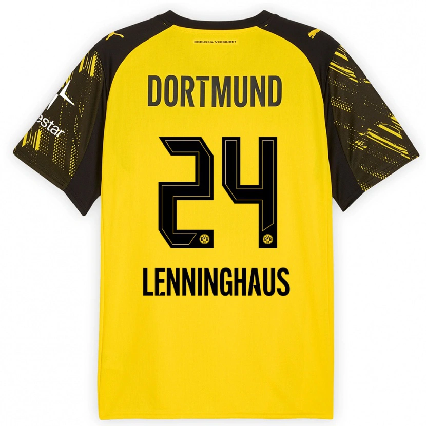 Danxen Niño Camiseta Mika Lenninghaus #24 Amarillo Negro 1ª Equipación 2025/26 La Camisa