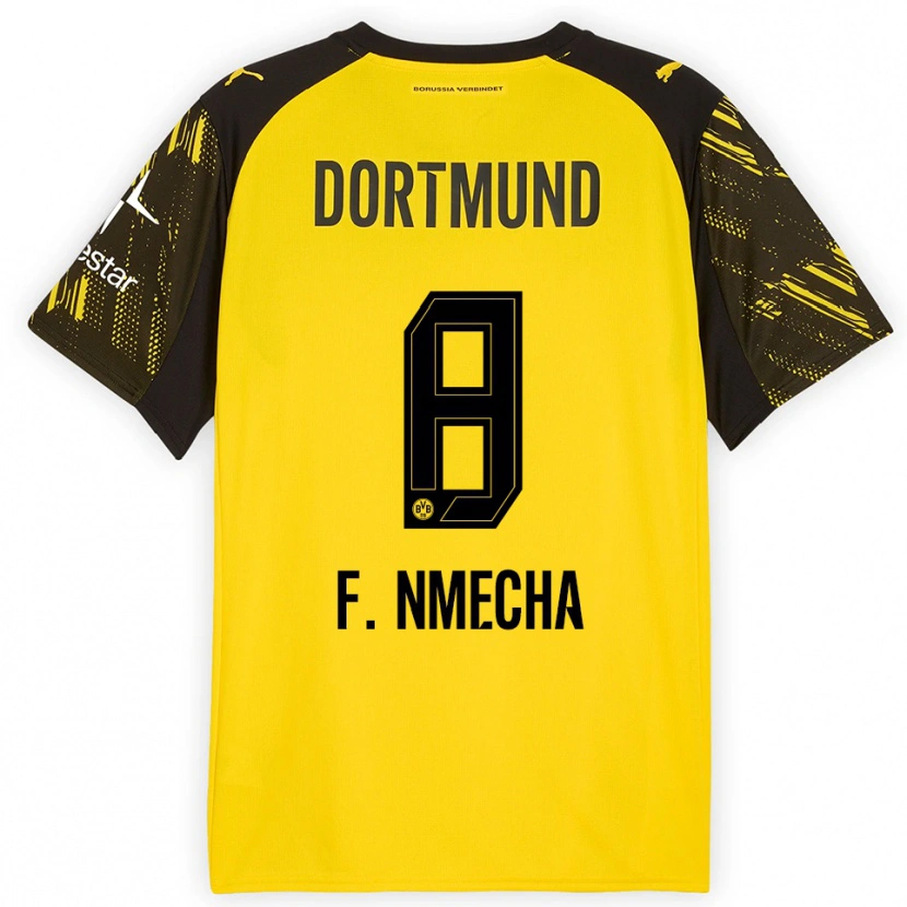 Danxen Niño Camiseta Felix Nmecha #8 Amarillo Negro 1ª Equipación 2025/26 La Camisa