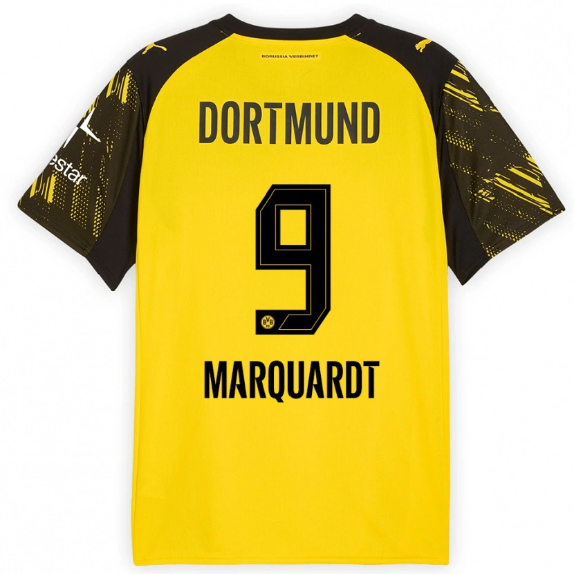 Danxen Niño Camiseta Dana Marquardt #9 Amarillo Negro 1ª Equipación 2025/26 La Camisa