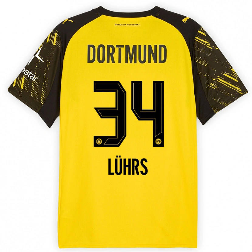 Danxen Niño Camiseta Yannik Lührs #34 Amarillo Negro 1ª Equipación 2025/26 La Camisa