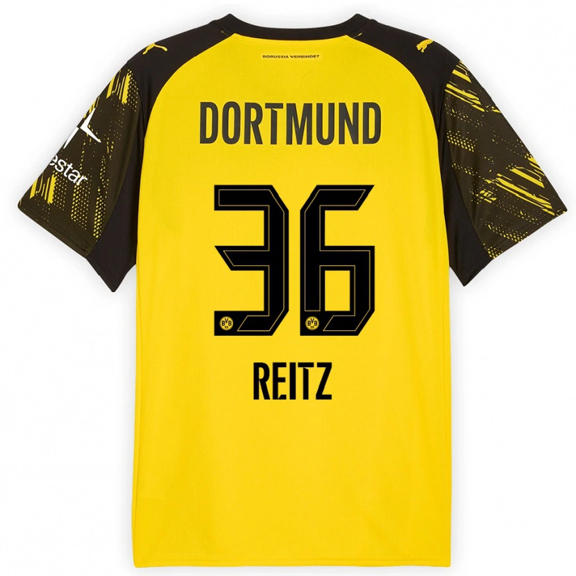 Danxen Niño Camiseta Tony Reitz #36 Amarillo Negro 1ª Equipación 2025/26 La Camisa