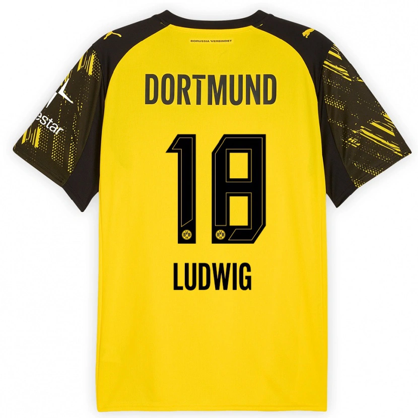 Danxen Niño Camiseta Michel Ludwig #18 Amarillo Negro 1ª Equipación 2025/26 La Camisa