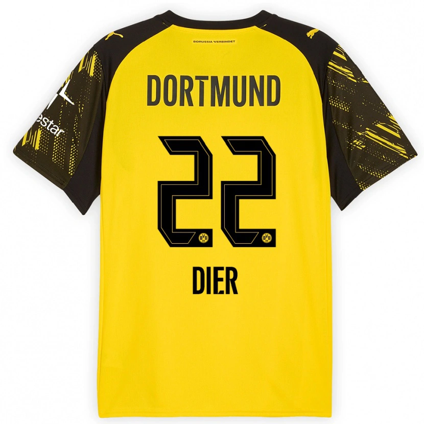 Danxen Niño Camiseta Henrik Dier #22 Amarillo Negro 1ª Equipación 2025/26 La Camisa