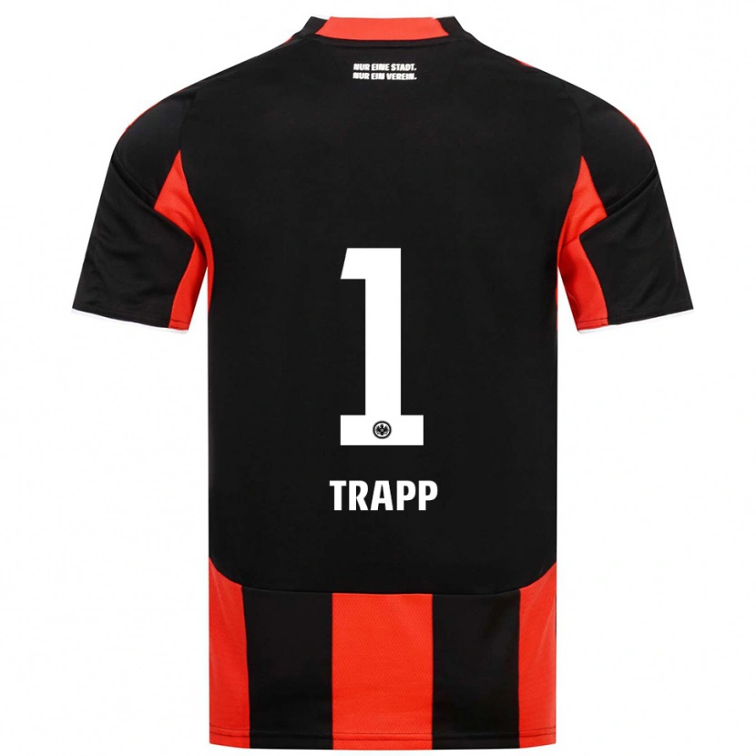 Danxen Niño Camiseta Kevin Trapp #1 Negro Rojo 1ª Equipación 2025/26 La Camisa