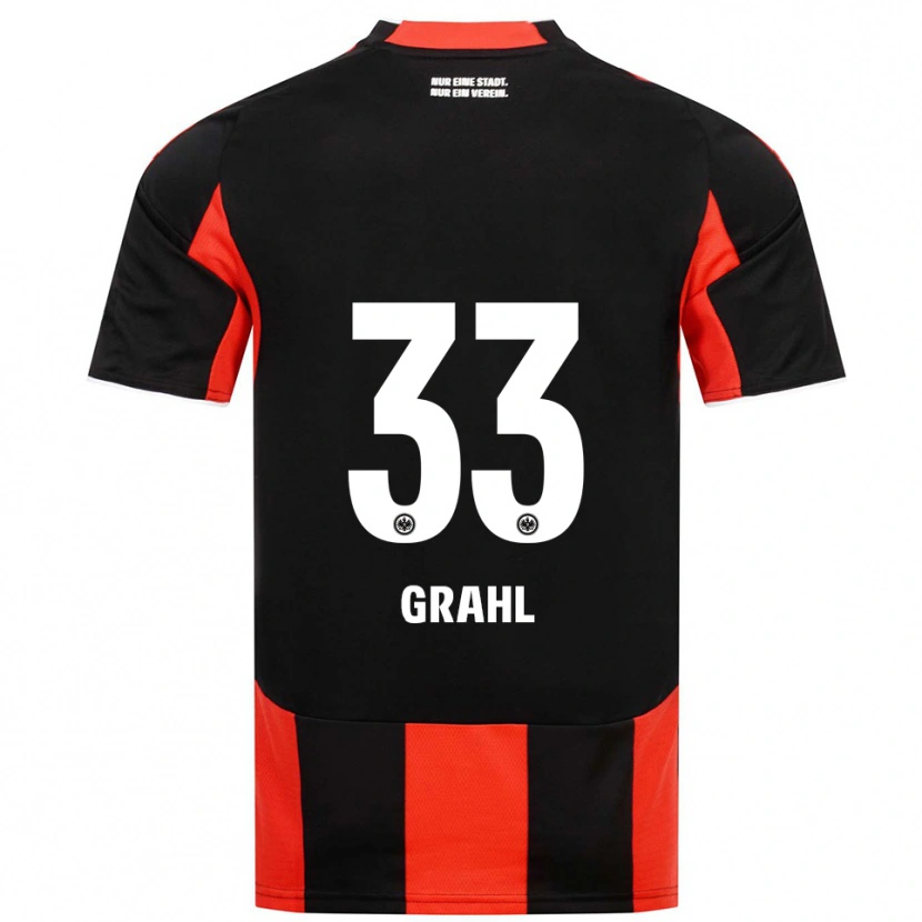 Danxen Niño Camiseta Jens Grahl #33 Negro Rojo 1ª Equipación 2025/26 La Camisa