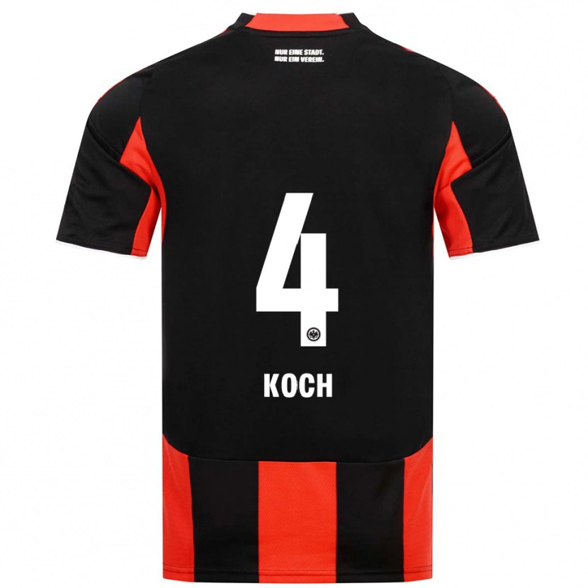 Danxen Niño Camiseta Robin Koch #4 Negro Rojo 1ª Equipación 2025/26 La Camisa