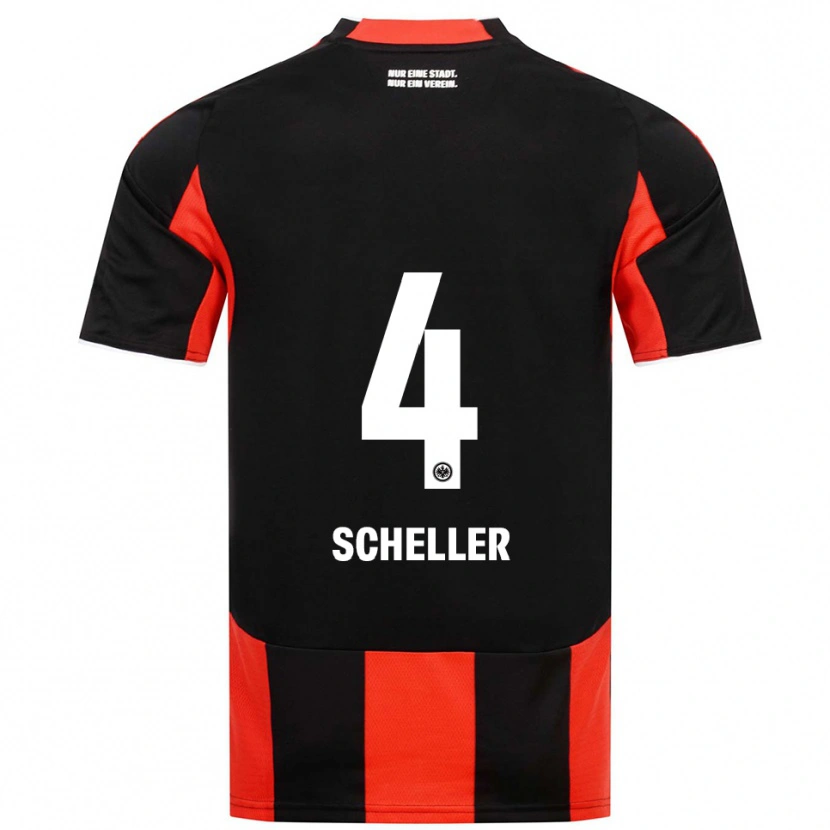 Danxen Niño Camiseta Niklas Scheller #4 Negro Rojo 1ª Equipación 2025/26 La Camisa
