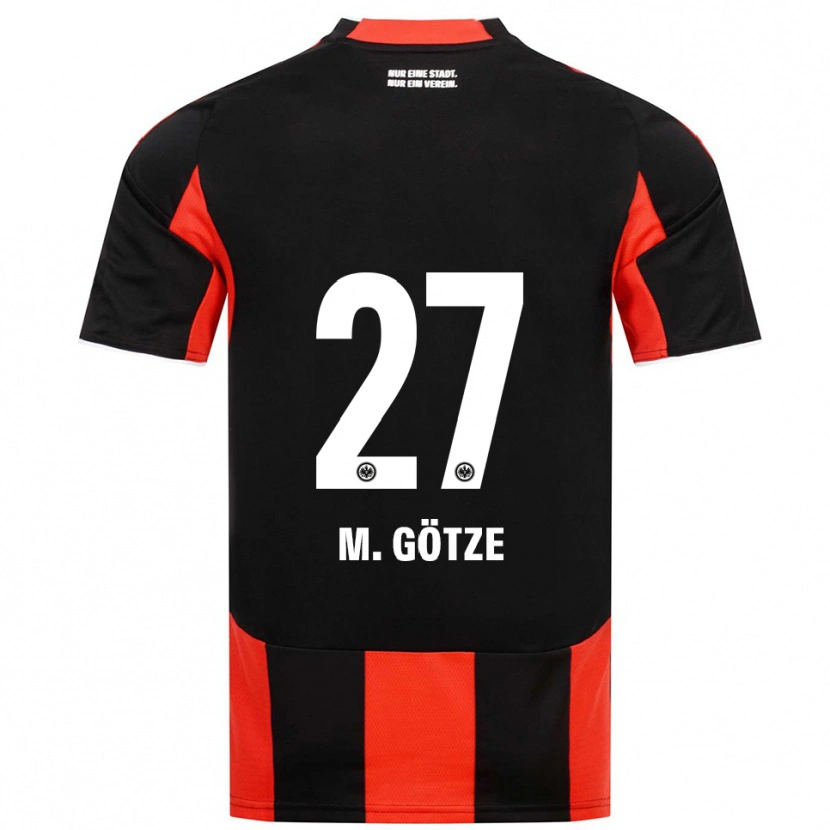Danxen Niño Camiseta Mario Götze #27 Negro Rojo 1ª Equipación 2025/26 La Camisa