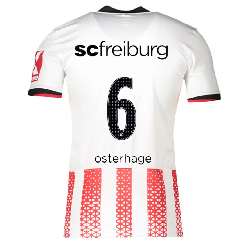 Danxen Niño Camiseta Patrick Osterhage #6 Blanco Rojo 1ª Equipación 2025/26 La Camisa