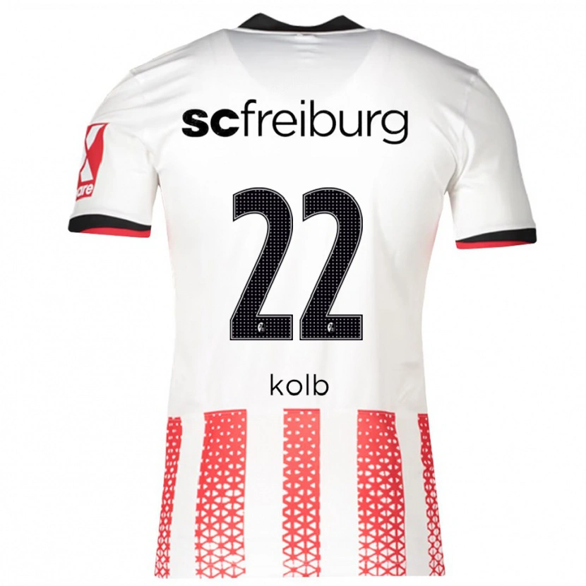 Danxen Niño Camiseta Lisa Kolb #22 Blanco Rojo 1ª Equipación 2025/26 La Camisa