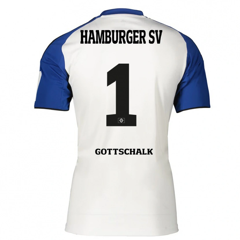 Danxen Niño Camiseta Juri Gottschalk #1 Blanco Azul 1ª Equipación 2025/26 La Camisa