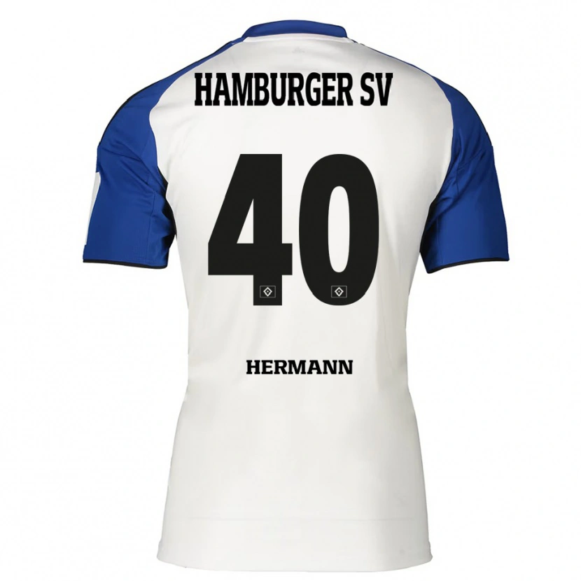 Danxen Niño Camiseta Hannes Hermann #40 Blanco Azul 1ª Equipación 2025/26 La Camisa
