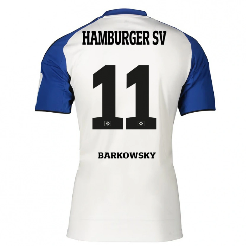 Danxen Niño Camiseta Finn Barkowsky #11 Blanco Azul 1ª Equipación 2025/26 La Camisa
