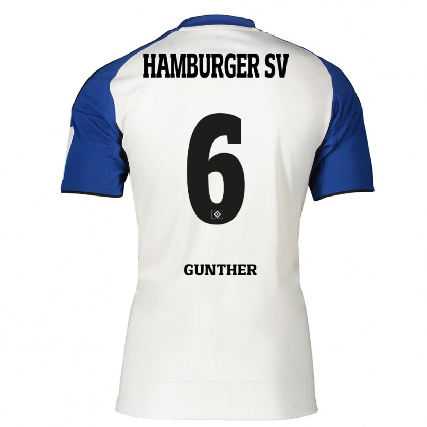 Danxen Niño Camiseta Hannah Günther #6 Blanco Azul 1ª Equipación 2025/26 La Camisa