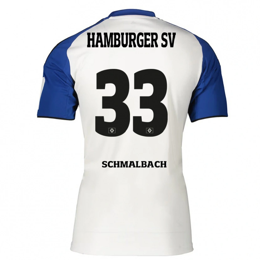 Danxen Niño Camiseta Sebastian Schmalbach #33 Blanco Azul 1ª Equipación 2025/26 La Camisa