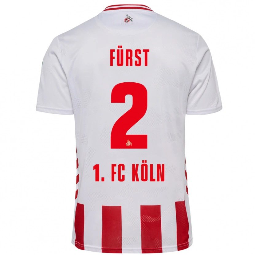 Danxen Niño Camiseta David Fürst #2 Blanco Rojo 1ª Equipación 2025/26 La Camisa