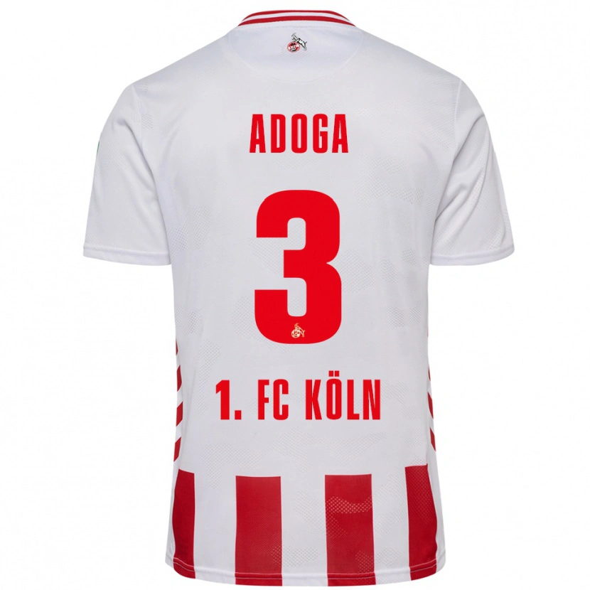 Danxen Niño Camiseta Brian Adoga #3 Blanco Rojo 1ª Equipación 2025/26 La Camisa