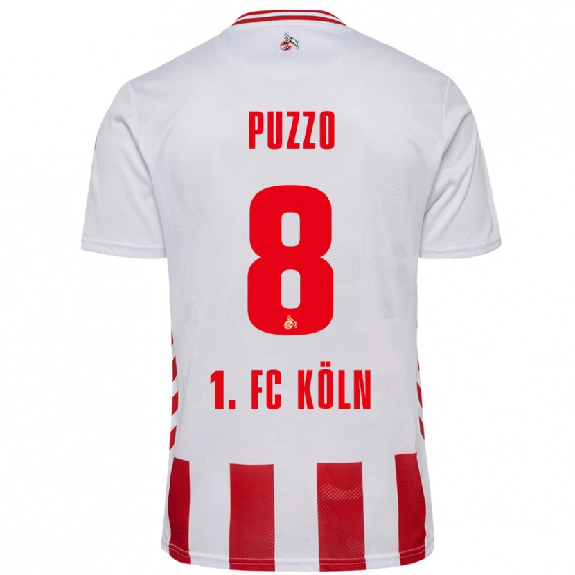 Danxen Niño Camiseta Alessandro Puzzo #8 Blanco Rojo 1ª Equipación 2025/26 La Camisa
