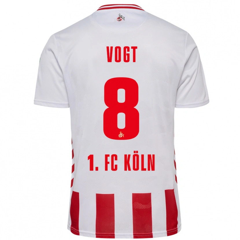Danxen Niño Camiseta Laura Vogt #8 Blanco Rojo 1ª Equipación 2025/26 La Camisa