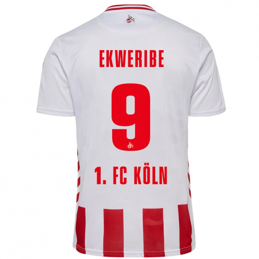 Danxen Niño Camiseta Kevin Ekweribe #9 Blanco Rojo 1ª Equipación 2025/26 La Camisa