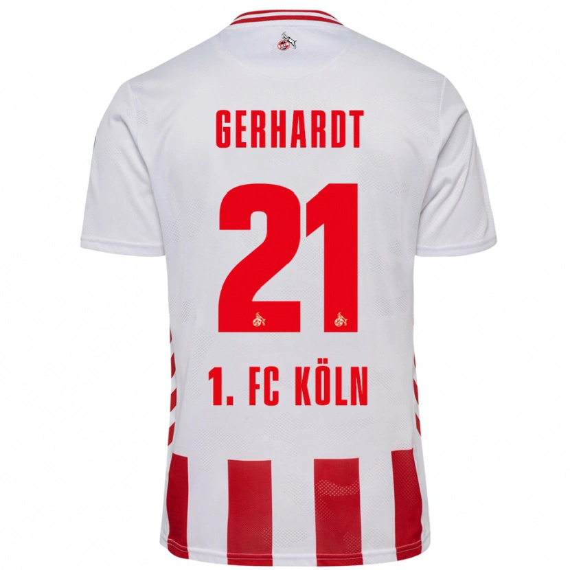 Danxen Niño Camiseta Anna Gerhardt #21 Blanco Rojo 1ª Equipación 2025/26 La Camisa