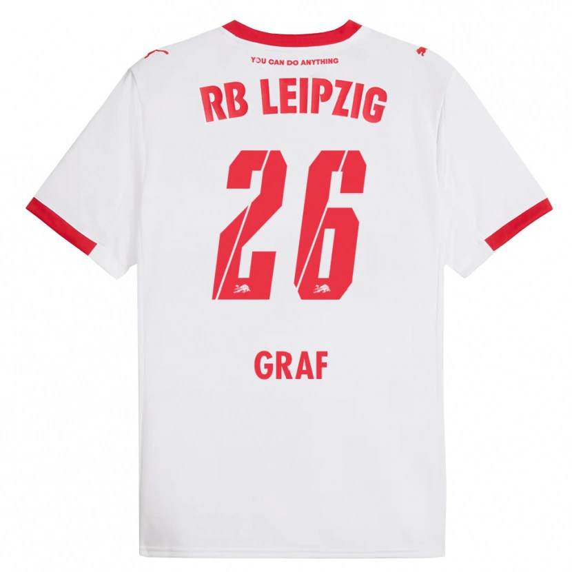 Danxen Niño Camiseta Luca Maria Graf #26 Blanco Rojo 1ª Equipación 2025/26 La Camisa