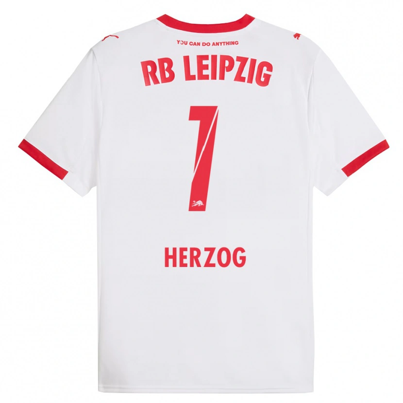 Danxen Niño Camiseta Elvira Herzog #1 Blanco Rojo 1ª Equipación 2025/26 La Camisa