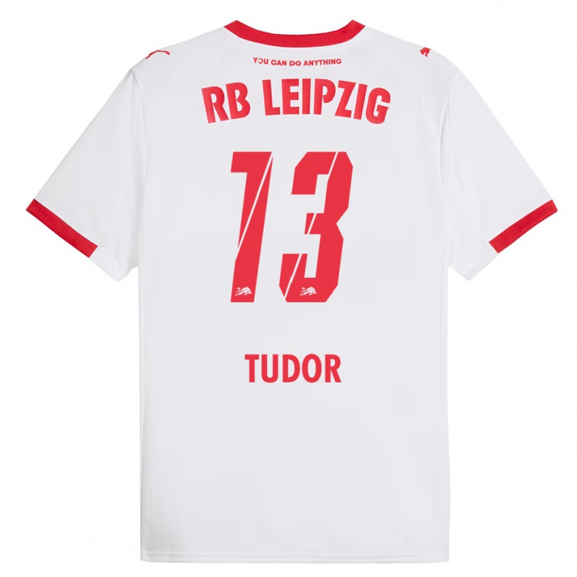 Danxen Niño Camiseta Aaron Tudor #13 Blanco Rojo 1ª Equipación 2025/26 La Camisa