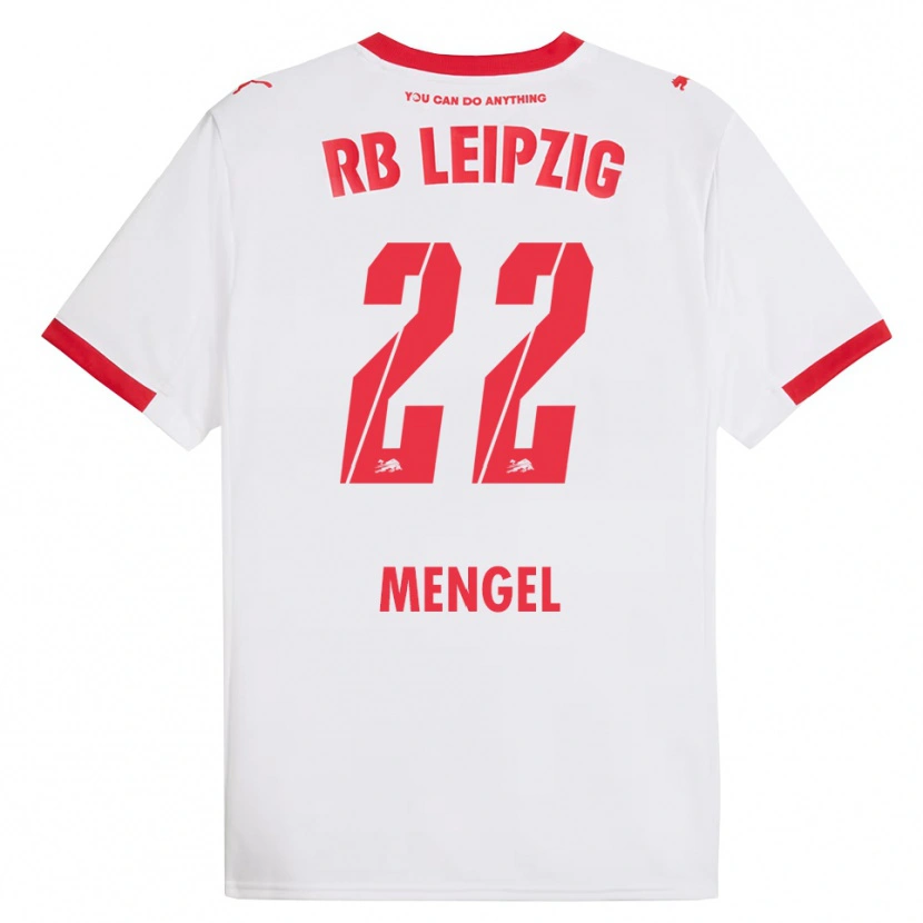Danxen Niño Camiseta Luca Mengel #22 Blanco Rojo 1ª Equipación 2025/26 La Camisa