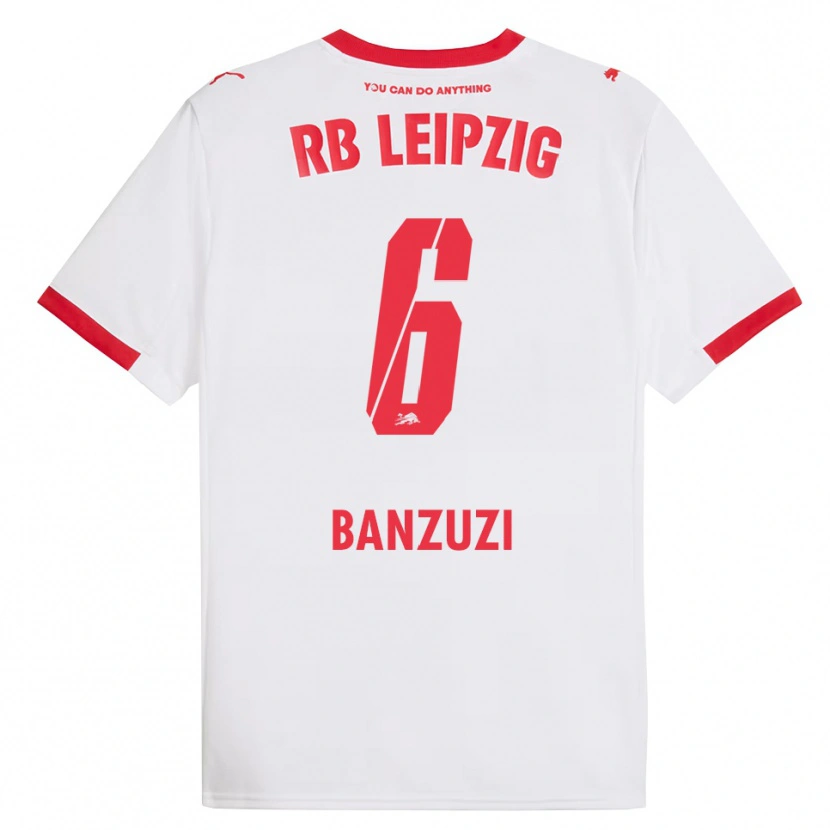 Danxen Niño Camiseta Ezechiel Banzuzi #6 Blanco Rojo 1ª Equipación 2025/26 La Camisa