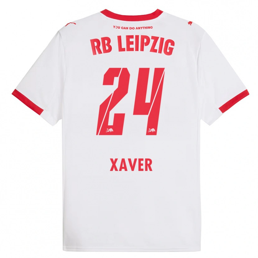 Danxen Niño Camiseta Xaver Schlager #24 Blanco Rojo 1ª Equipación 2025/26 La Camisa
