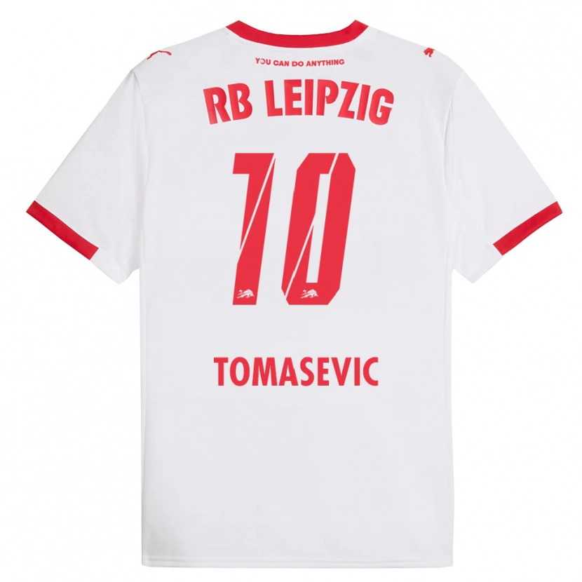 Danxen Niño Camiseta Niko Tomasevic #10 Blanco Rojo 1ª Equipación 2025/26 La Camisa