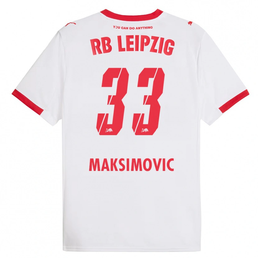 Danxen Niño Camiseta Andrija Maksimovic #33 Blanco Rojo 1ª Equipación 2025/26 La Camisa
