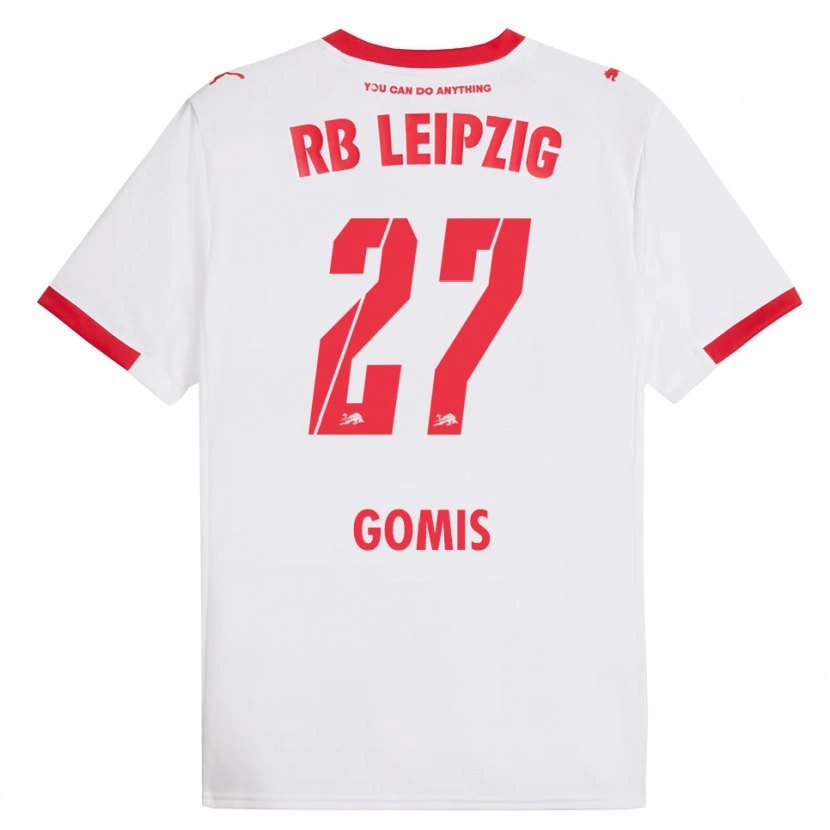 Danxen Niño Camiseta Tidiam Gomis #27 Blanco Rojo 1ª Equipación 2025/26 La Camisa