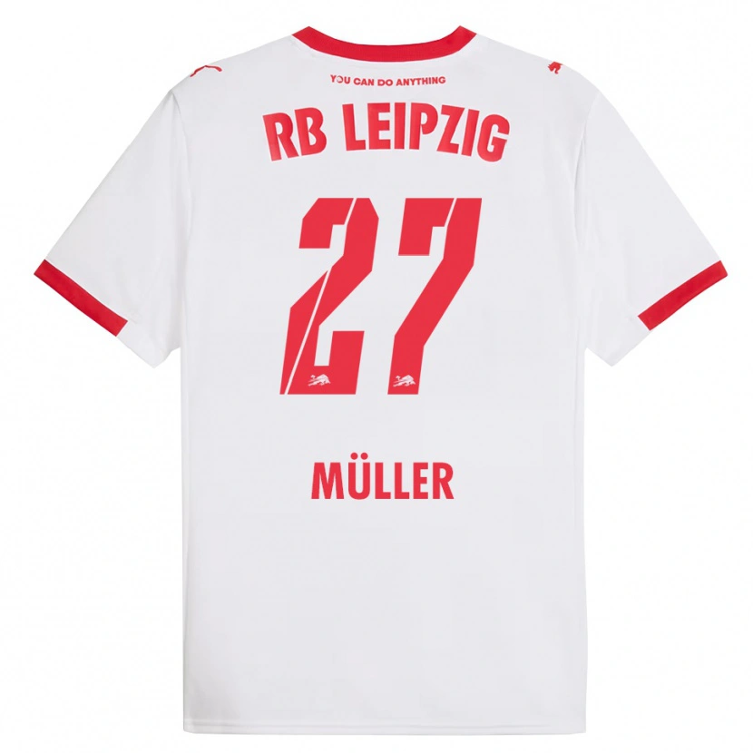 Danxen Niño Camiseta Marlene Müller #27 Blanco Rojo 1ª Equipación 2025/26 La Camisa