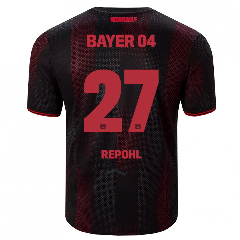 Danxen Niño Camiseta Friederike Repohl #27 Negro Rojo 1ª Equipación 2025/26 La Camisa