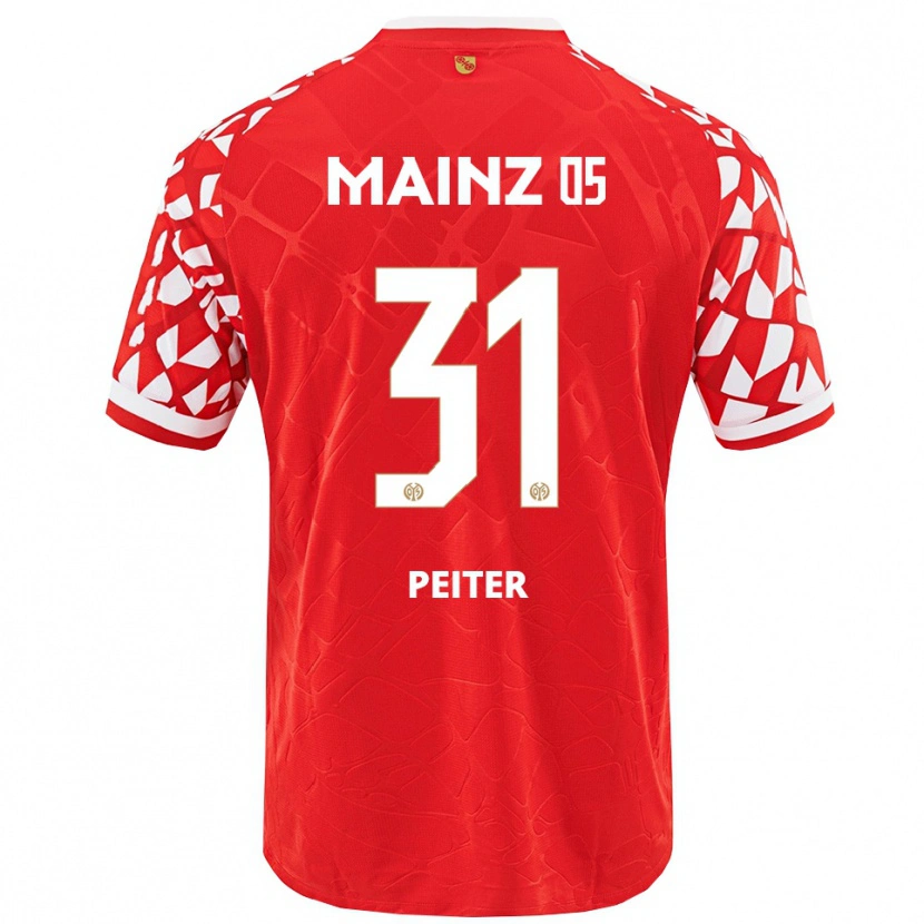 Danxen Niño Camiseta Chiara Peiter #31 Rojo Blanco 1ª Equipación 2025/26 La Camisa