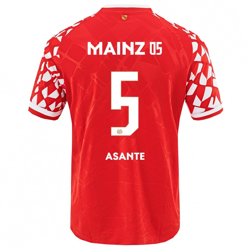 Danxen Niño Camiseta Marvin Asante #5 Rojo Blanco 1ª Equipación 2025/26 La Camisa